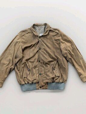 Vintage Italian Leather Bomber Jacket JOINT Otto Weir Munich Suede Wool Waist 52